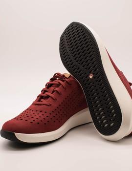 Zapato Clarks Un Rio Tie Red Nubuck de mujer.