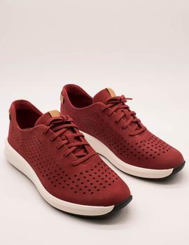 Zapato Clarks Un Rio Tie Red Nubuck de mujer.
