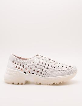 Zapato Kess 20440 trenzado blanco de mujer.