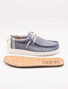 Zapato Hey Dude WALLY LININ NATURAL BLUE de hombre.