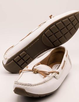 Zapato Clarks Dunbar Groove white leather de mujer.