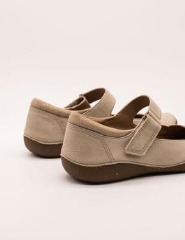 Bailarina Clarks Autumn Stone Sand nubuck de mujer.