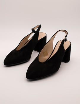 Zapato Wonders L-9701 ante negro de mujer.